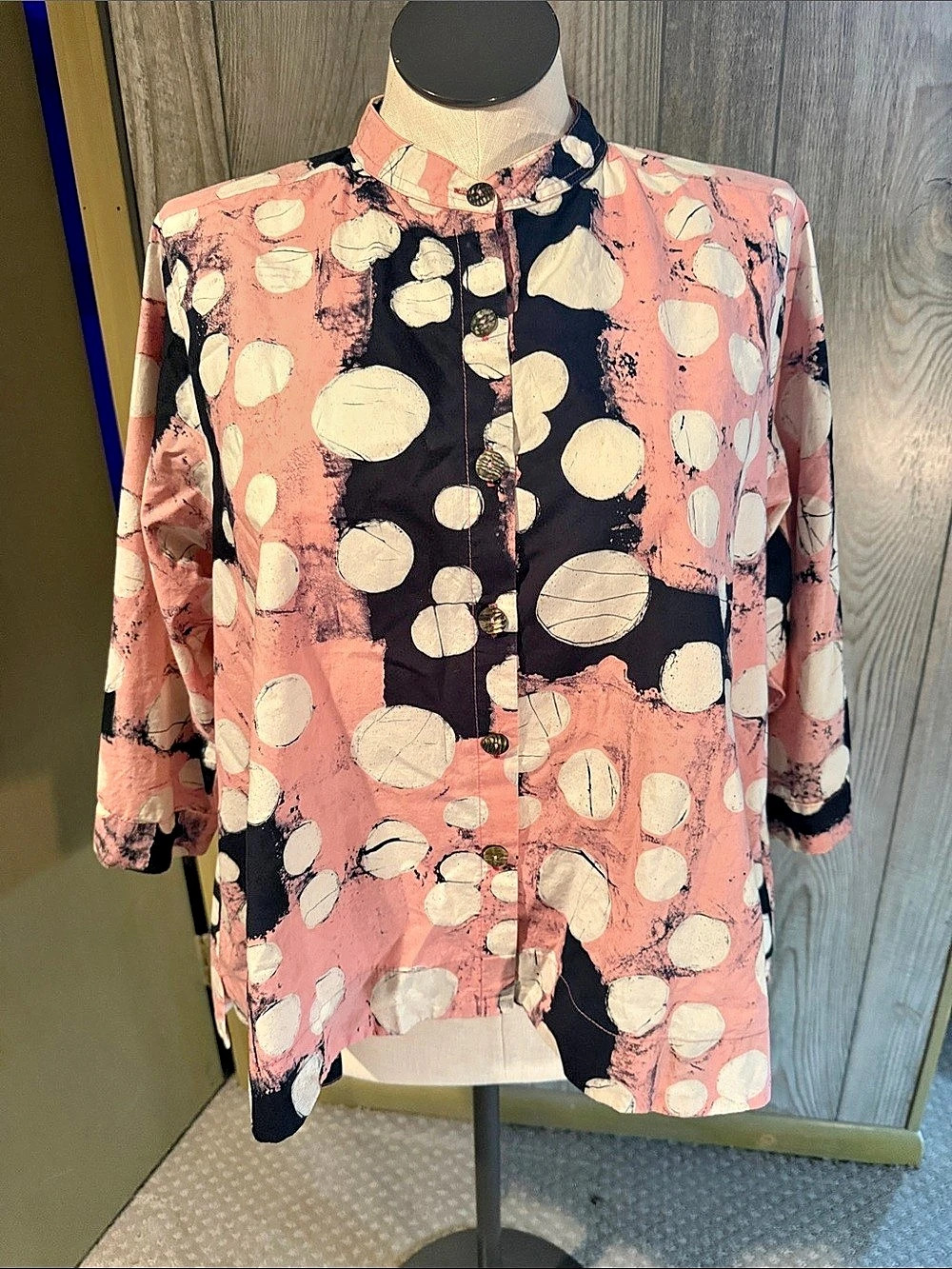 adverbs Cotton Polka Dot Button Down Size Large